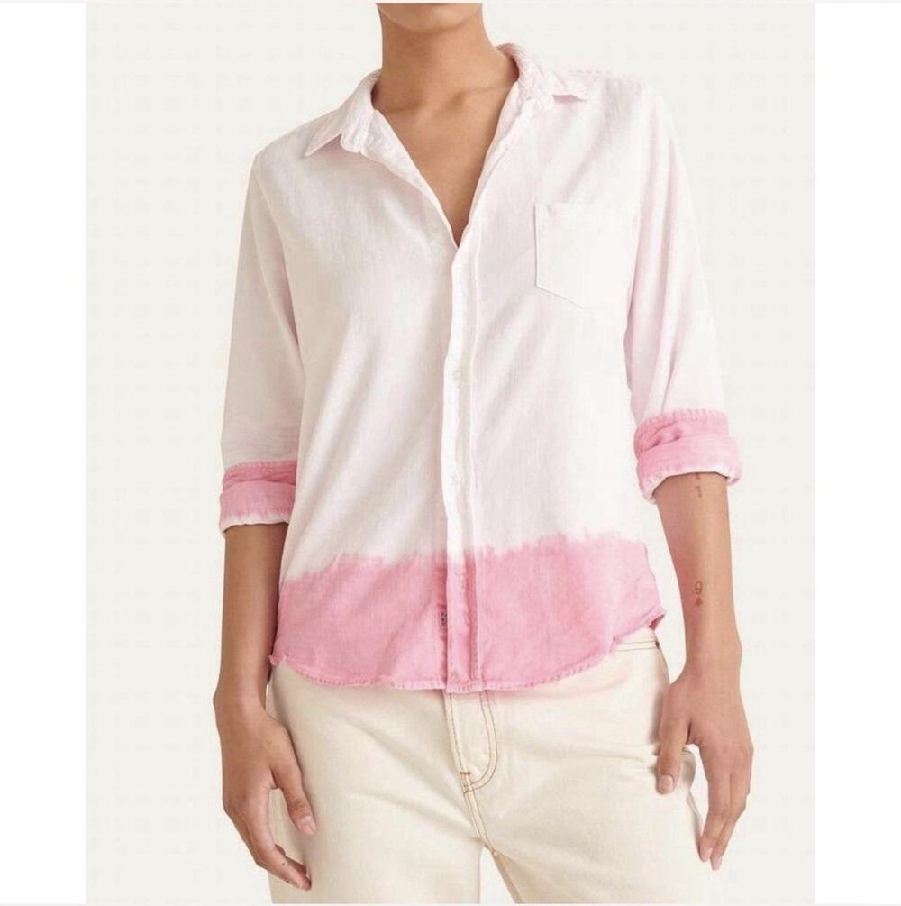 Frank & Eileen Large Barry Shirt Pink Dip Dye Cotton Woven Italy Size Small